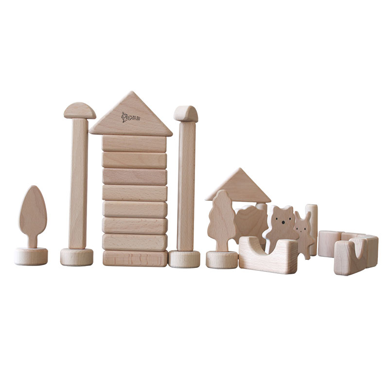 Animal Shaped Natural Wood Building Blocks-image